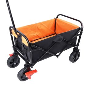 Mini Folding Wagon Garden Shopping Beach Cart  Black  Yellow  Brake