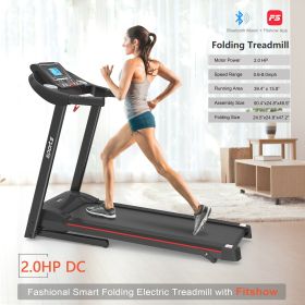 Fitshow App Home Foldable Treadmill With Incline, Folding Treadmill For Home Workout, Electric Walking Running Treadmill Machine 5 LCD Screen 250 LB C