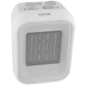 VEVOR Portable Electric Space Heater With Thermostat, 1000W 1500W 2-Level Adjustable Quiet Ceramic Heater Fan, 9 In Tip-Over Shutdown Flame-Retardant