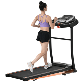 Folding Treadmill Electric Running Machine 2.5HP Motor 300LBS Weight Capacity Walking Jogging Machine With 3 Level Incline 12 Preset Programs For Home