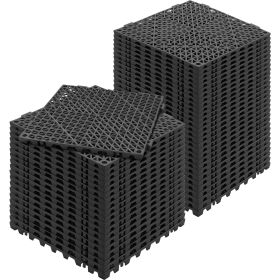 VEVOR Interlocking Tile 50PCS Black, Drainage Tiles Splicing, Soft PVC Interlocking Drainage Floor Tiles, Non-Slip Drainage Holes For Restroom, Bathro