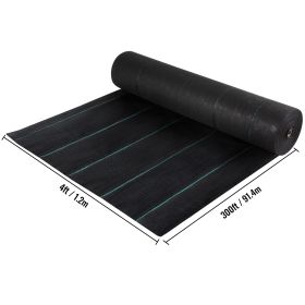 VEVOR Weed Barrier, 5.8oz Landscape Fabric, 4ft X 300ft Cover Mat Heavy Duty Woven Grass Control Geotextile For Garden, Patio, Black