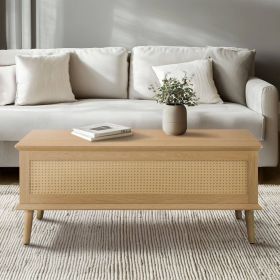 Rattan Lift-Top Coffee Table with Storage 42"W x 21.5"D x 17~22.5"H