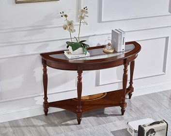 expusm Half Moon Glass End Table; Living Room End Tables; Small Entryway Table with Storage Shelf; Oka Wood Console Table; Cherry Red