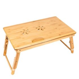 53cm Trendy Double Flowers Engraving Pattern Adjustable Bamboo Computer Desk Wood Color(Replacement code: 13465312)