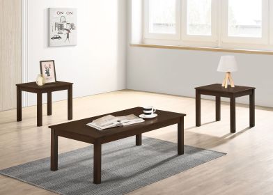 Walnut / Brown Color Elegant 3pc Coffee Table Set 1x Coffee Table and 2x End Tables Living Room Furniture