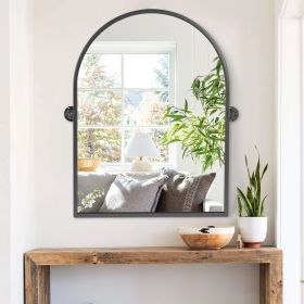 31"x23" Arched Metal Framed Wall-Mounted Vanity Mirror in Black Bathroom Vanity Mirror for Bedroom Entryway, Living/Dressing Room