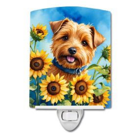 NEW Norfolk Terrier in Sunflowers Ceramic Night Light Compact, UL-Certified, Ideal for Bedroom, Bathroom, Nursery, Hallway, Kitchen, 6x4x3, Multicolor