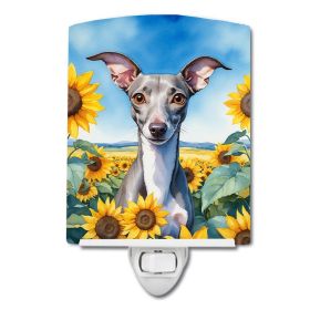 NEW Italian Greyhound in Sunflowers Ceramic Night Light Compact, UL-Certified, Ideal for Bedroom, Bathroom, Nursery, Hallway, Kitchen, 6x4x3