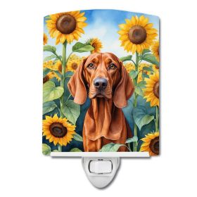 NEW Redbone Coonhound in Sunflowers Ceramic Night Light Compact, UL-Certified, Ideal for Bedroom, Bathroom, Nursery, Hallway, Kitchen, 6x4x3