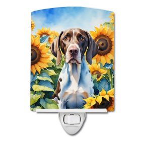 NEW Pointer in Sunflowers Ceramic Night Light Compact, UL-Certified, Ideal for Bedroom, Bathroom, Nursery, Hallway, Kitchen, 6x4x3, Multicolor