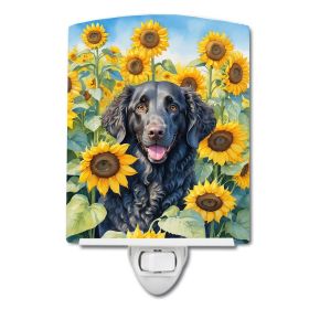 NEW Curly-Coated Retriever in Sunflowers Ceramic Night Light Compact, UL-Certified, Ideal for Bedroom, Bathroom, Nursery, Hallway, Kitchen, 6x4x3