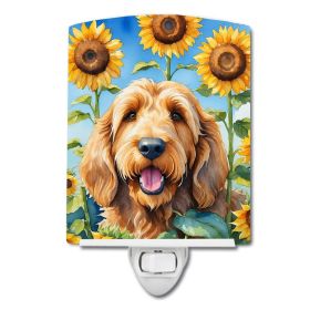 NEW Otterhound in Sunflowers Ceramic Night Light Compact, UL-Certified, Ideal for Bedroom, Bathroom, Nursery, Hallway, Kitchen, 6x4x3, Multicolor