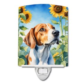 NEW English Foxhound in Sunflowers Ceramic Night Light Compact, UL-Certified, Ideal for Bedroom, Bathroom, Nursery, Hallway, Kitchen, 6x4x3