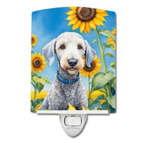 NEW Bedlington Terrier in Sunflowers Ceramic Night Light Compact, UL-Certified, Ideal for Bedroom, Bathroom, Nursery, Hallway, Kitchen, 6x4x3