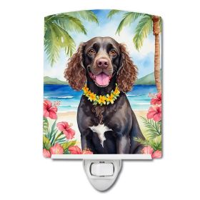 NEW American Water Spaniel Luau Ceramic Night Light Compact, UL-Certified, Ideal for Bedroom, Bathroom, Nursery, Hallway, Kitchen, 6x4x3, Multicolor