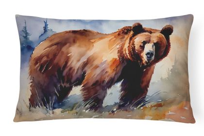 NEW Watercolor Wildlife Throw Pillow Throw Pillow for Indoor Couch Bed Outdoor Patio Washable, Grizzly Bear 2927,12Hx16W