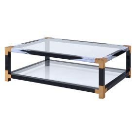 Lafty Clear Glass & White Brushed Finish Coffee Table