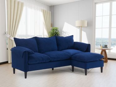 Convertible Combination Sofa Sofa L-Shaped Sofa with Footstools with Storage, Blue Sofa for Living Room