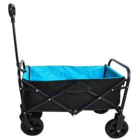 Folding Wagon Garden Shopping Beach Cart   Black Blue