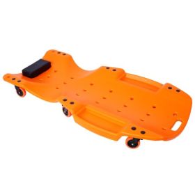 Plastic Creeper 48 Inch - Blow Molded Ergonomic HDPE Body With Padded Headrest & Dual Tool Trays - 440 Lbs Capacity BLACK (Color: Orange)