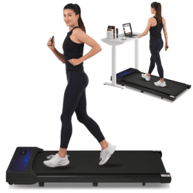 Walking Pad Under Desk Treadmill For Home Office -2.5HP Walking Treadmill 0.6-4MPH 300LBS Capacity Treadmill For Walking Running Remote Control Batter (Color: Black)