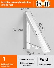 Punch-free Space Aluminum Foldable Invisible Folding Retractable Wall Hanger for Waterproof Hanging Underwear Coat Hanger (Option: 1 perforated section)