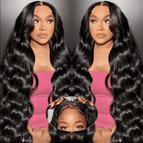 Wolsale Wear No Glue Wig Human Hair Pre Pull 13x4 HD Lace Wig Body Wave Lace Before Wig Ready (Option: Black-28inches)