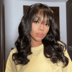 Pre-glue Free 13x5 Body Wavy Lace Front Wig With Bangs Hd Pre-cut Lace Human Hair Wig (Option: 13X5body-26inches)