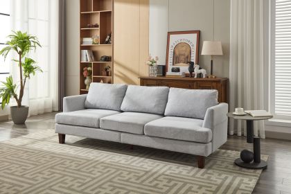 Fabric 3 Seater Couch with 2 USB, Comfortable Sectional Couches and Sofas for Living Room Bedroom Office Small Space, Easy Assembly & Comfy Cushion (Color: LIGHT GREY)