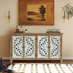 Accent Cabinet with 4 Doors, Farmhouse Sideboard Buffet Cabinet with Storage (Color: Antique Natural, Material: MDF)