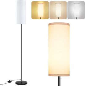 Floor Lamp for Living Room, Modern Standing Lamps with Lampshade, Minimalist Tall Lamp with Foot Switch for Living Room, Bedroom, Kids Room (Color: White)