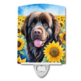 NEW Newfoundland in Sunflowers Ceramic Night Light Compact, UL-Certified, Ideal for Bedroom, Bathroom, Nursery, Hallway, Kitchen, 6x4x3, Multicolor (Default: Default)