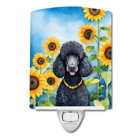 NEW Black Poodle in Sunflowers Ceramic Night Light Compact, UL-Certified, Ideal for Bedroom, Bathroom, Nursery, Hallway, Kitchen, 6x4x3, Multicolor (Default: Default)