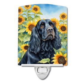 NEW Cocker Spaniel in Sunflowers Ceramic Night Light Compact, UL-Certified, Ideal for Bedroom, Bathroom, Nursery, Hallway, Kitchen, 6x4x3, Multic (Default: Default)