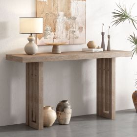 Uniquely Designed Oak Veneer Console Table with Distinctive Side Shapes, Suitable for Entryway, Hallway, Living Room, Foyer, Corridor (Color: Natural, Material: MDF)