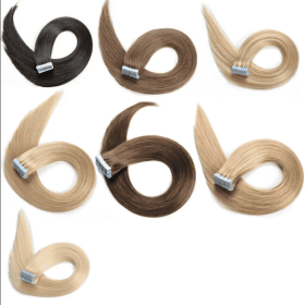 2  Hair Extension Tape Human Hair Virgin Remy Straight Tape Human Hair Extension 20 Pieces Of 50g Pack (Option: Style2-16inches)